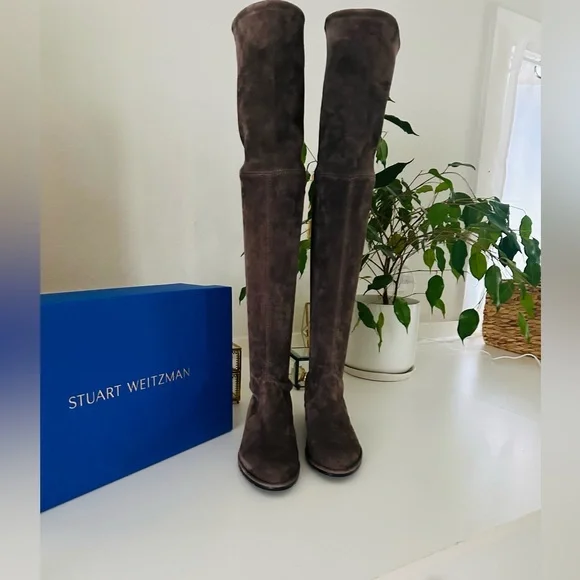 Stuart Weitzman Lowland Over-the-Knee Boots in Charcoal - Picture 2 of 3